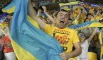 Ukraine's fans celebrate during their Group D Euro 2012 soccer match against Sweden in Kiev